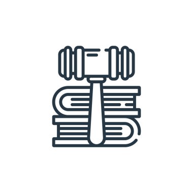 Kamu hizmetleri kavramındaki kanun simgesi vektörü. Kanuni inmenin ince çizgisi. Web ve mobil uygulamalarda, logoda, yazdırma ortamında kullanım için yasadoğrusal imza.