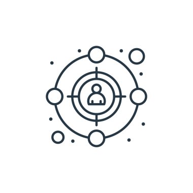 Dijital pazarlama kavramından hedef ikon vektörü. Düzenlenebilir vuruşun ince çizgisi. Web ve mobil uygulamalarda kullanmak için hedef doğrusal işareti, logo, yazdırma ortamı.