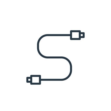 usb kablo ikonu vektörü, bilgisayar konseptinden. USB kablo düzenlenebilir felcin ince bir çizgisi. Web ve mobil uygulamalarda kullanmak için usb kablo doğrusal işareti, logo, yazdırma ortamı.