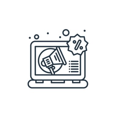 Dijital pazarlama konseptinden dijital pazarlama ikonu vektörü. Düzenlenebilir dijital pazarlama vuruşunun ince çizgisi. Web ve mobil uygulamalarda kullanmak için dijital pazarlama doğrusal işareti, logo, yazdırma 