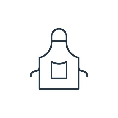 Mutfak konseptinden önlük ikonu vektörü. İnce çizgili önlük düzeltilebilir felç çizgisi. Web ve mobil uygulamalarda kullanmak için apron doğrusal işareti, logo, yazdırma ortamı.