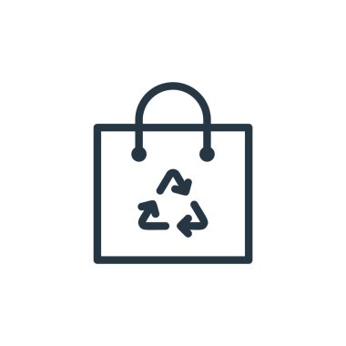 Ekoloji çizgisi kavramından simge vektörünü geri dönüştür. Geri dönüşüm çantasının düzenlenebilir vuruşunun ince çizgisi. Web ve mobil uygulamalar, logo ve yazdırma ortamlarında kullanım için doğrusal işaretleri geri dönüştür.