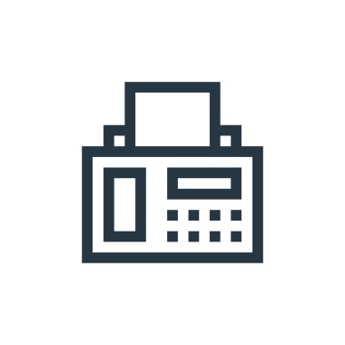 Kablosuz teknoloji konseptinden faks ikonu vektörü. İnce çizgili faks düzenlenebilir felç çizgisi. Web ve mobil uygulamalarda kullanmak için faks doğrusal işareti, logo, yazdırma ortamı.