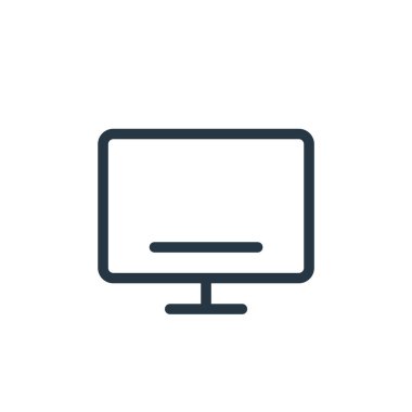 Elektronik konseptinden televizyon ikonu vektörü. Düzenlenebilir televizyon felcinin ince bir çizgisi. İnternet ve mobil uygulamalarda kullanmak için televizyon doğrusal işareti, logo, yazdırma ortamı.