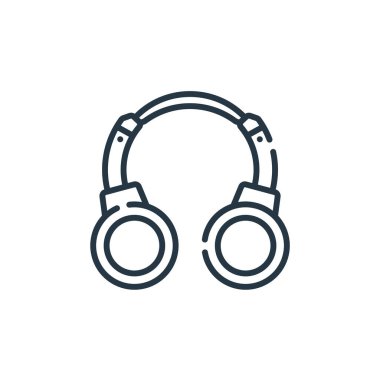 Esport konseptindeki kulaklık ikonu vektörü. Düzenlenebilir kulaklıkların ince bir çizgisi. Web ve mobil uygulamalarda kullanmak için kulaklıklar doğrusal işaret, logo, yazdırma ortamı.