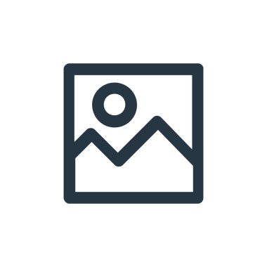 Çeşitli kavramlardan görüntü simgesi vektörü. Görüntü düzenlenebilir vuruşun ince çizgisi. Web ve mobil uygulamalarda kullanmak için resim doğrusal işareti, logo, yazdırma ortamı.