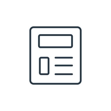 İletişim konseptinden gazete ikonu vektörü. İnce çizgili gazete baskısı çizimi. Web ve mobil uygulamalarda kullanmak için gazete doğrusal işareti, logo, yazdırma medyası.