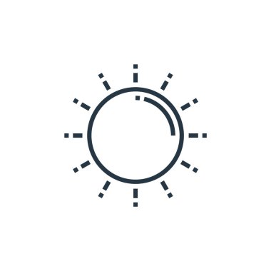 Fotoğrafçılık konseptinden güneş ikonu vektörü. Düzenlenebilir güneş çarpmasının ince çizgisi. Web ve mobil uygulamalarda kullanmak için güneş doğrusal işareti, logo, yazdırma ortamı.