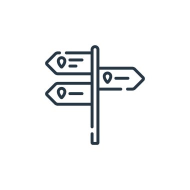 Konum kavramından konum simgesi vektörü. İnce çizgili düzenlenebilir felç çizgisi. Web ve mobil uygulamalarda kullanmak için konum doğrusal işareti, logo, yazdırma ortamı.