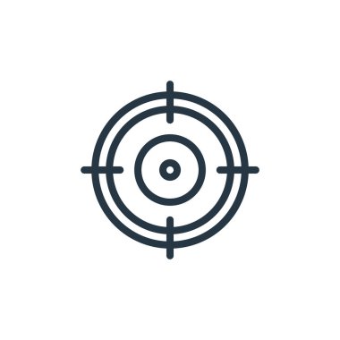 Spor konseptinden ikon vektörü hedefle. Düzenlenebilir vuruşun ince çizgisi. Web ve mobil uygulamalarda kullanmak için doğrusal işareti hedef al, logo, yazdırma ortamı.