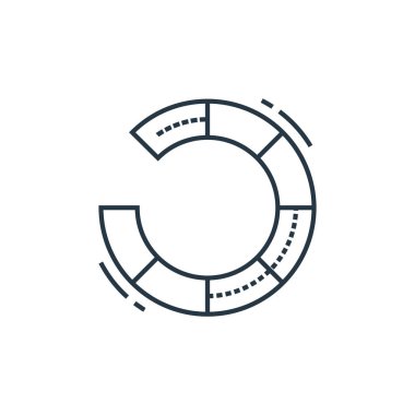 Veri analiz konseptinden dairesel grafik ikon vektörü. Dairesel grafik düzenlenebilir felcin ince çizgisi. Web ve mobil uygulamalarda kullanmak için dairesel grafik doğrusal işareti, logo, yazdırma ortamı.