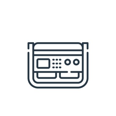 Sürdürülebilir enerji kavramından jeneratör ikonu vektörü. Düzenlenebilir inmenin ince çizgisi. Web ve mobil uygulamalarda kullanmak için jeneratör doğrusal işareti, logo, yazdırma ortamı.
