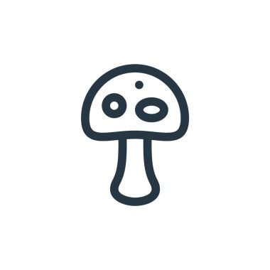 Video oyunu elemanları kavramından mantar simgesi vektörü. Düzenlenebilir mantar felcinin ince bir çizgisi. Web ve mobil uygulamalarda kullanmak için mantar doğrusal işareti, logo, yazdırma ortamı.