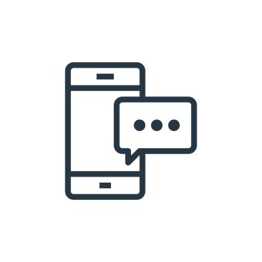 Pazarlama seosu iş konseptinden sohbet balonu ikonu vektörü. Sohbet baloncuğu düzenlenebilir vuruşunun ince çizgisi. Web ve mobil uygulamalar, logo ve yazdırma ortamlarında kullanmak için sohbet baloncuğu doğrusal işareti.