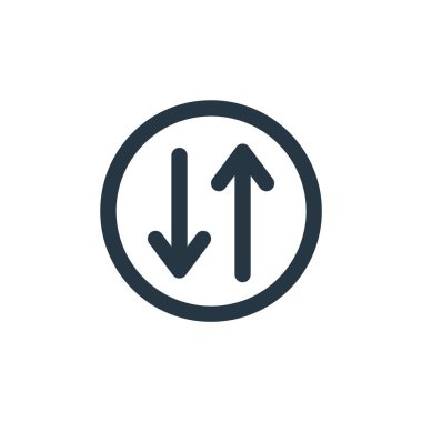 ok konseptinden veri aktarım simgesi vektörü. Düzenlenebilir veri aktarımı vuruşunun ince çizgisi. Web ve mobil uygulamalarda kullanmak için veri transferi doğrusal işareti, logo, yazdırma ortamı.