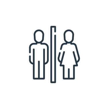Kamu hizmetleri kavramından tuvalet ikonu vektörü. Düzenlenebilir tuvalet felcinin ince bir çizgisi. Web ve mobil uygulamalarda kullanım için tuvalet doğrusal işareti, logo, yazdırma ortamı.