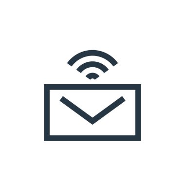 Kablosuz teknoloji kavramından e-posta ikonu vektörü. İnce çizgili e-posta düzenlenebilir felç çizgisi. Web ve mobil uygulamalarda kullanmak için e- posta doğrusal işareti, logo, yazdırma ortamı.