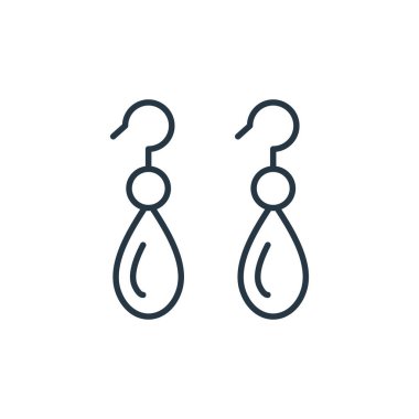 Mücevher konseptinden ikon küpe vektörü. İnce çizgili, düzenlenebilir küpe çizimi. Web ve mobil uygulamalarda kullanım için doğrusal küpe işareti, logo, yazdırma ortamı.