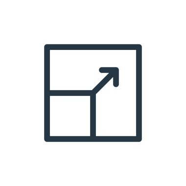 Grafik tasarım konseptinden simge vektörünü yeniden boyutlandır. Düzenlenebilir inmenin ince çizgisi. Web ve mobil uygulamalarda kullanmak için doğrusal işareti yeniden boyutlandır, logo, yazdırma ortamı.