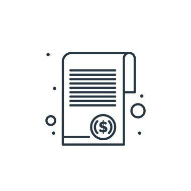 belge ikonu vektörü vergi konseptinden. Düzenlenebilir felcin ince çizgisi. Web ve mobil uygulamalarda kullanmak için doküman doğrusal imzası, logo, yazdırma ortamı.