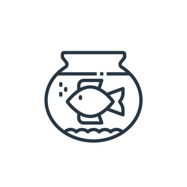 Mobilya konseptindeki akvaryum ikonu vektörü. Düzenlenebilir akvaryum felcinin ince bir çizgisi. Web ve mobil uygulamalarda kullanmak için akvaryum doğrusal işareti, logo, yazdırma ortamı.
