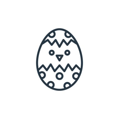 Paskalya yumurtası ikonu taşıyıcısı. Paskalya yumurtası düzenlenebilir vuruşunun ince bir çizgisi. Web ve mobil uygulamalarda kullanmak için paskalya yumurtası doğrusal işareti, logo, yazdırma ortamı.