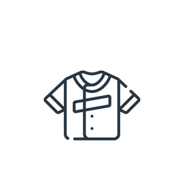 Beyzbol konseptinden Jersey ikon vektörü. Düzenlenebilir forma felcinin ince bir çizgisi. Web ve mobil uygulamalarda kullanmak için jersey doğrusal işareti, logo, yazdırma ortamı.