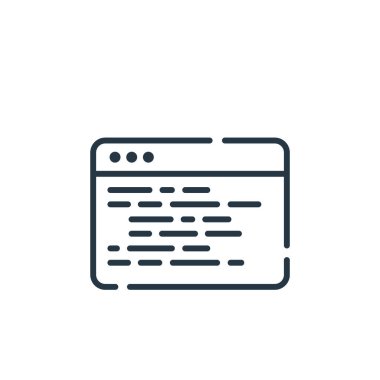 Programlama kavramından arka uç simgesi vektörü. Düzenlenebilir arka uç vuruşunun ince çizgisi. Web ve mobil uygulamalarda kullanmak için arka uç doğrusal işareti, logo, yazdırma ortamı.