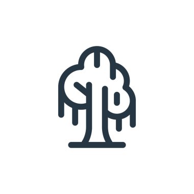 Ağaç konseptinden ikon vektörü. İnce çizgili ağaç çizgisi çizimi. Web ve mobil uygulamalarda kullanmak için ağaç doğrusal işareti, logo, yazdırma ortamı.