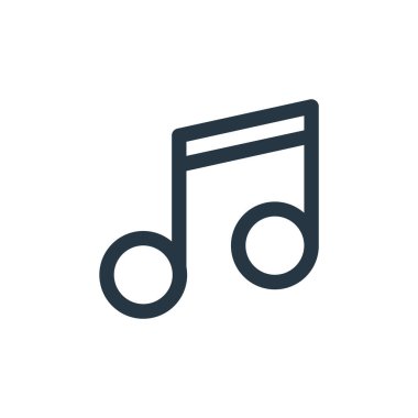 Kullanıcı arayüzü kavramından müzik simgesi vektörü. Düzenlenebilir vuruşun ince çizgisi. Web ve mobil uygulamalarda kullanım için müzik doğrusal işareti, logo, yazdırma ortamı.