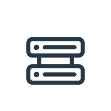 Arayüz konseptinden sunucu simgesi vektörü. Sunucunun düzenlenebilir vuruşunun ince çizgisi. Web ve mobil uygulamalarda kullanmak için sunucu doğrusal işareti, logo, yazdırma ortamı.