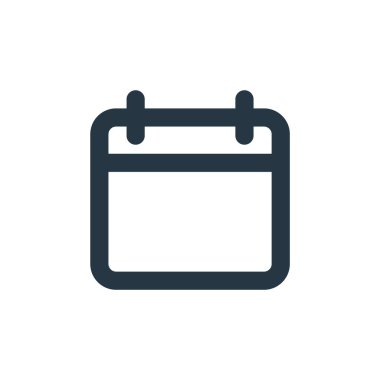 Temel ui kavramından bir takvim ikonu vektörü. Takvim düzenlenebilir vuruşunun ince çizgisi. Web ve mobil uygulamalarda kullanmak için takvim doğrusal işareti, logo, yazdırma ortamı.