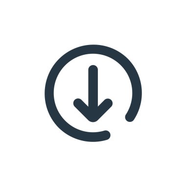 Kullanıcı arayüzü kavramından ok simgesi vektörünü indir. Okun düzenlenebilir darbesinin ince çizgisi. Web ve mobil uygulamalarda kullanmak için aşağı ok doğrusal işareti, logo, yazdırma ortamı.