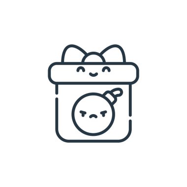 Siber güvenlik konseptinden hediye ikonu vektörü. Düzenlenebilir inmenin ince bir çizgisi. Web ve mobil uygulamalarda kullanmak için hediye doğrusal işareti, logo, yazdırma ortamı.