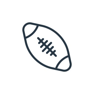 Spor konseptinden rugby topu ikonu vektörü. İnce çizgili, düzenlenebilir rugby topu vuruşu. Web ve mobil uygulamalarda kullanmak için ragbi topu doğrusal işareti, logo, yazdırma ortamı.