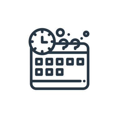 Yönetim konseptinden zaman yönetimi ikonu vektörü. Zaman yönetiminin düzenlenebilir vuruşunun ince çizgisi. Web ve mobil uygulamalarda kullanmak için zaman yönetimi doğrusal işareti, logo, yazdırma ortamı.