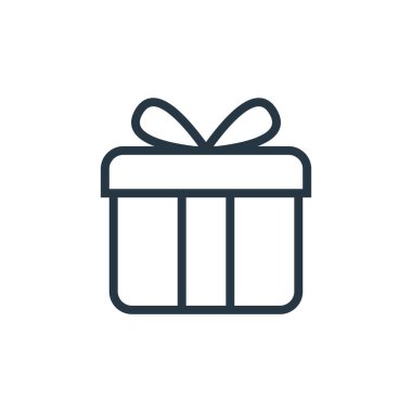 Ekommerce ve alışveriş konseptinden hediye ikonu vektörü. Düzenlenebilir inmenin ince bir çizgisi. Web ve mobil uygulamalarda kullanmak için hediye doğrusal işareti, logo, yazdırma ortamı.