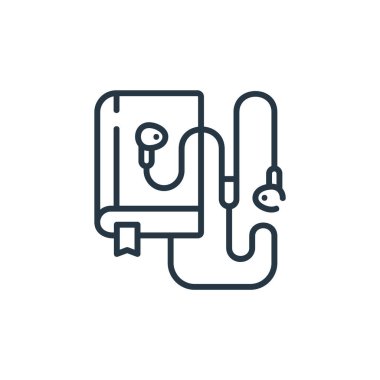 Dijital öğrenme kavramından bir ikon vektörü. Düzenlenebilir kulaç darbesinin ince bir çizgisi. Web ve mobil uygulamalarda kullanım için auobook doğrusal işareti, logo, yazdırma ortamı.