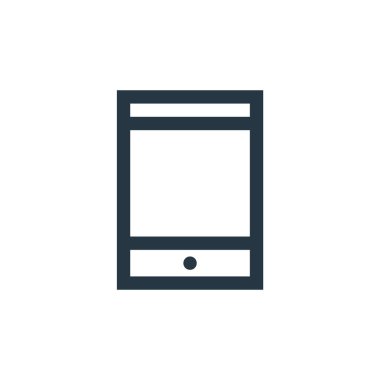 Elektronik konseptten akıllı telefon ikonu vektörü. Düzenlenebilir akıllı telefon vuruşunun ince bir çizgisi. Web ve mobil uygulamalarda kullanmak için akıllı telefon doğrusal işareti, logo, yazdırma ortamı.