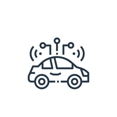Akıllı ev konseptinden akıllı araba ikonu vektörü. Düzenlenebilir akıllı araba vuruşunun ince bir çizgisi. akıllı araba lineer işareti web ve mobil uygulamalar, logo, yazdırma ortam.