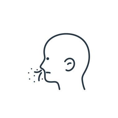 Hava kirliliği kavramından ikon taşıyıcı solumak. Düzenlenebilir felcin ince bir çizgisi. İnternet ve mobil uygulamalarda kullanım için doğrusal solunum işareti, logo, yazdırma ortamı.