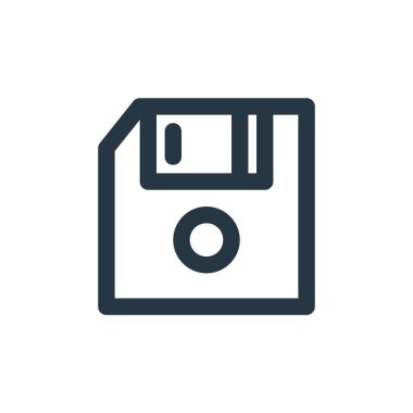 Vintage konseptinden simge vektörünü disketle. Diskette düzenlenebilir vuruşun ince çizgisi. web ve mobil uygulamalarda, logoda, yazdırma ortamında kullanmak için doğrusal işaret.