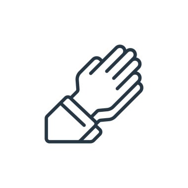 Ramazan kavramından bir ikon vektörü. Dua edilebilir felcin ince bir çizgisi. Web ve mobil uygulamalarda kullanım için doğrusal işaret, logo, yazdırma ortamı.