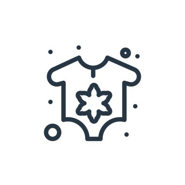 Bebek partisi konseptinden kıyafet ikonu vektörü. Düzenlenebilir darbenin ince bir çizgisi. İnternet ve mobil uygulamalarda kullanmak için kıyafet doğrusal işareti, logo, yazdırma ortamı.