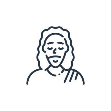 Paskalya konseptinden İsa ikon vektörü. İsa 'nın düzenlenebilir vuruşunun ince çizgisi. Web ve mobil uygulamalar, logo ve yazdırma ortamlarında kullanmak için İsa doğrusal işareti.