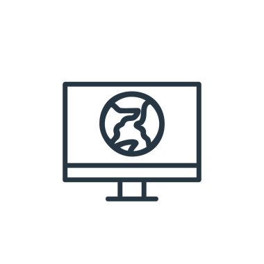 Çevrimiçi öğrenme bölümü konseptinden küresel simge vektörü. Küresel düzenlenebilir felcin ince çizgisi. Web ve mobil uygulamalarda kullanım için genel doğrusal işaret, logo, yazdırma ortamı.