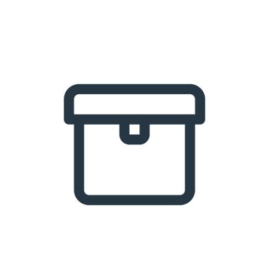 Ecommerce ui konseptinden ikon taşıyıcı. Dağıtım kutusunun düzenlenebilir vuruşunun ince çizgisi. Web ve mobil uygulamalarda kullanmak için dağıtım kutusu doğrusal işareti, logo, yazdırma ortamı.