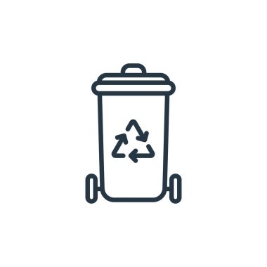 Ekoloji konseptinden geri dönüşüm kutusu ikonu vektörü. Geri dönüşüm kutusu düzenlenebilir felcinin ince bir çizgisi. Web ve mobil uygulamalarda kullanmak için geri dönüşüm kutusu doğrusal işareti, logo, yazdırma ortamı.