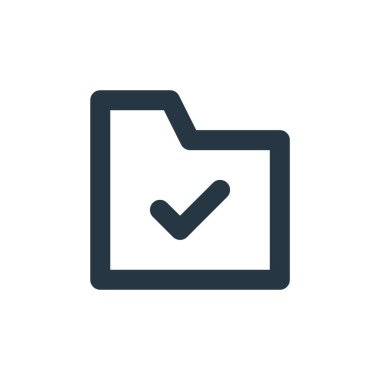 Güvenlik konseptindeki dizin ikonu vektörü. Düzenlenebilir klasör vuruşunun ince çizgisi. Web ve mobil uygulamalarda kullanmak için dizin doğrusal işareti, logo, yazdırma ortamı.