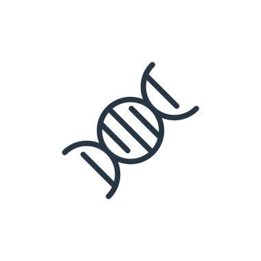Bilim konseptinden DNA ikonu vektörü. DNA düzenlenebilir felcin ince bir çizgisi. Web ve mobil uygulamalarda kullanmak için DNA doğrusal işareti, logo, yazdırma ortamı.